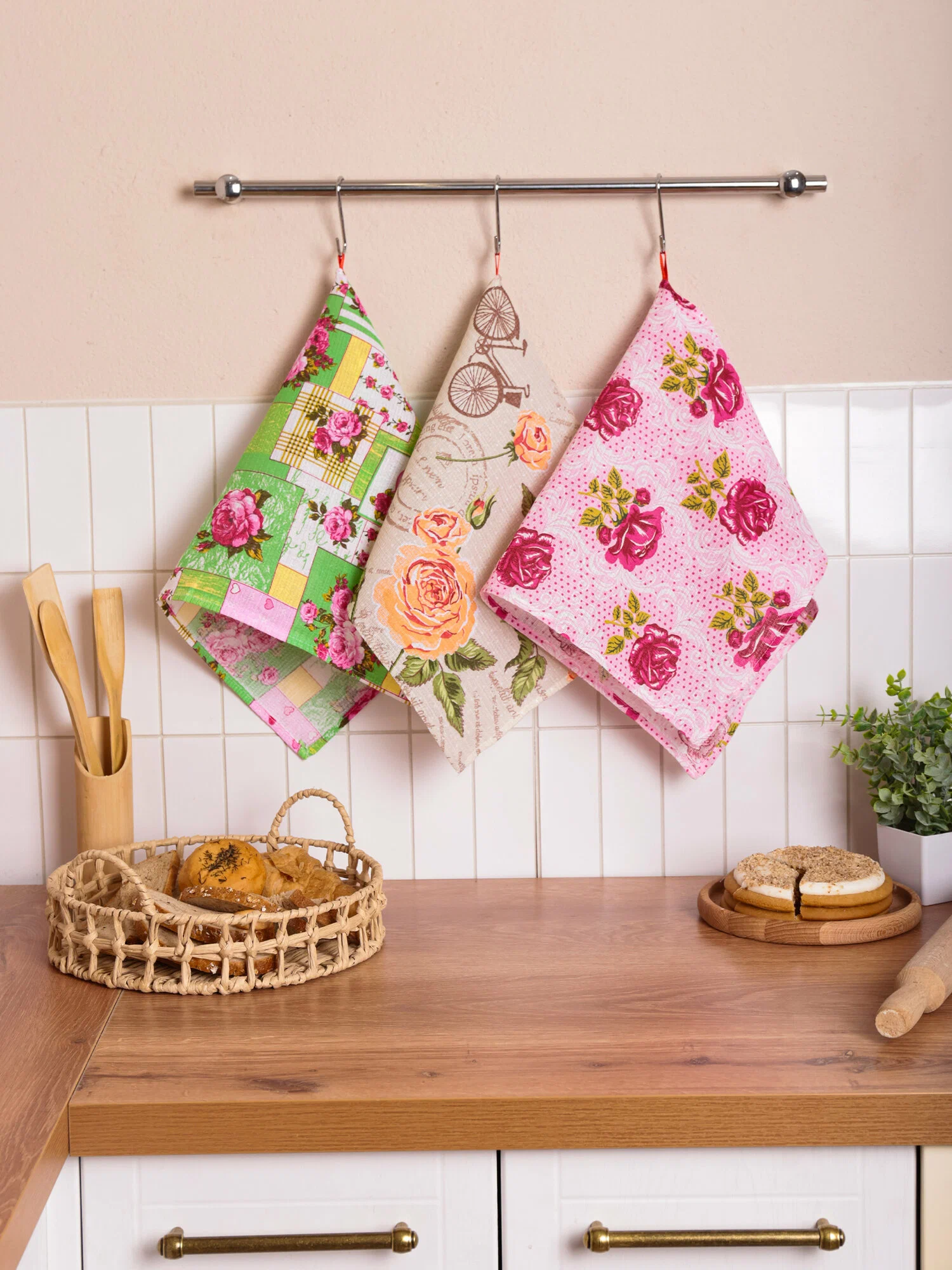 Набор полотенец текстиль без границ, вафельная ткань, 100% хлопок, 3 шт — изображение 3